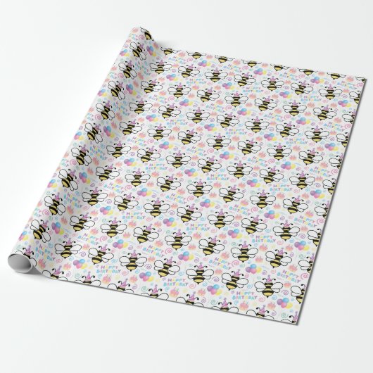 Honey Bee Birthday Wrapping Paper Geschenkpapier (Ungerollt)