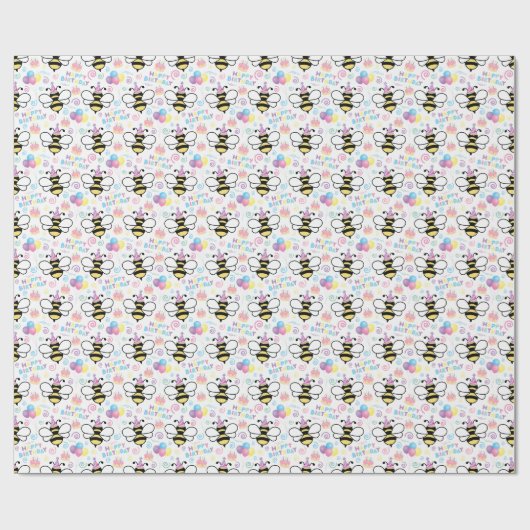 Honey Bee Birthday Wrapping Paper Geschenkpapier (Flach)