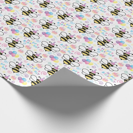 Honey Bee Birthday Wrapping Paper Geschenkpapier (Ecke)