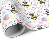 Honey Bee Birthday Wrapping Paper Geschenkpapier (Rolleneckpunkt)