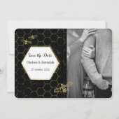 Honey Bee Black Gold Custom Foto Save the Date Einladung (Vorderseite)