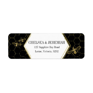 Honey Bee Black Gold Custom Return Address Label