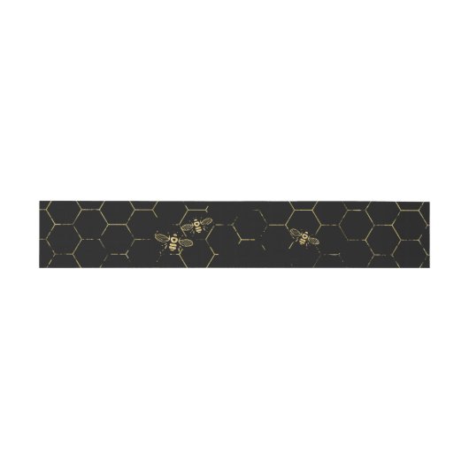 Honey Bee Black Gold Einladung Bauchband Einladungsbanderole (Flach)