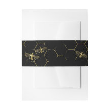 Honey Bee Black Gold Einladung Bauchband