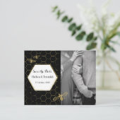 Honey Bee Black Gold Foto Save the Date Postcard Postkarte (Stehend Vorderseite)