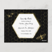 Honey Bee Black Gold Foto Save the Date Postcard Postkarte (Rückseite)