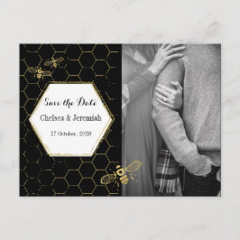 Honey Bee Black Gold Foto Save the Date Postcard Postkarte