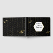 Honey Bee Black Gold Muster Custom Wedding Gästebuch (Voll)