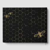 Honey Bee Black Gold Muster Custom Wedding Gästebuch (Rückseite)