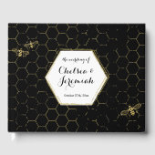 Honey Bee Black Gold Muster Custom Wedding Gästebuch (Vorderseite)