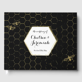 Honey Bee Black Gold Muster Custom Wedding Gästebuch