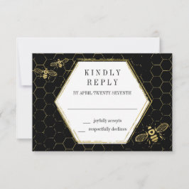 Honey Bee Black Gold Muster RSVP Card