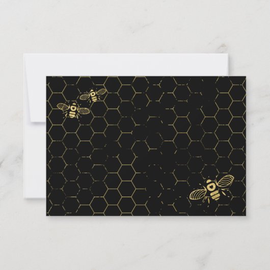 Honey Bee Black Gold Muster RSVP Card (Rückseite)
