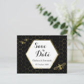 Honey Bee Black Gold Save the Date Postcard Postkarte (Stehend Vorderseite)
