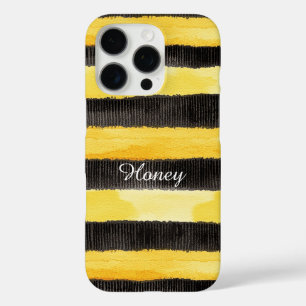 Honey Bee Black Gold Yellow Christmas iPhone 16 Pro Hülle