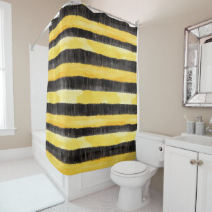 Honey Bee Black Gold Yellow Christmas Duschvorhang