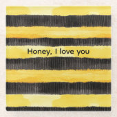 Honey Bee Black Gold Yellow Christmas Glasuntersetzer (Vorderseite)