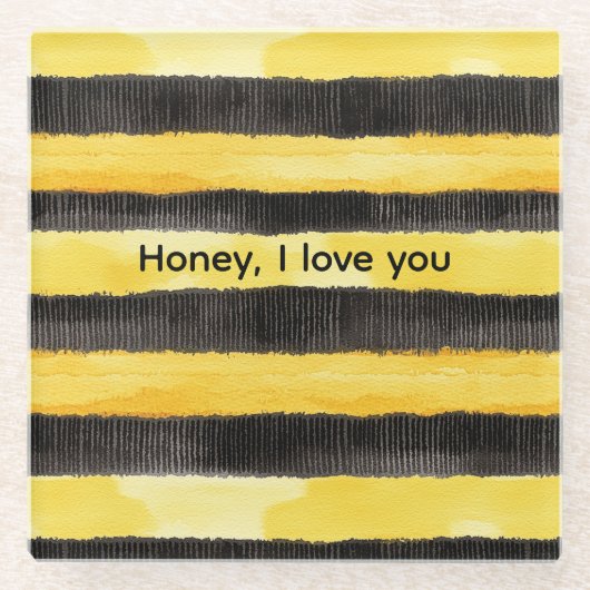Honey Bee Black Gold Yellow Christmas Glasuntersetzer (Vorderseite)