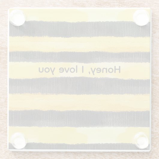 Honey Bee Black Gold Yellow Christmas Glasuntersetzer (Rückseite)