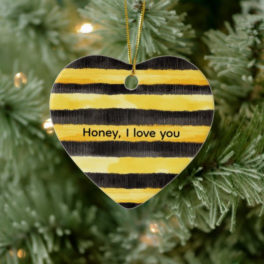 Honey Bee Black Gold Yellow Christmas Keramik Ornament (Baum)