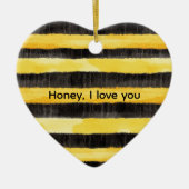 Honey Bee Black Gold Yellow Christmas Keramik Ornament (Vorne)
