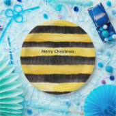 Honey Bee Black Gold Yellow Christmas Pappteller (Party)