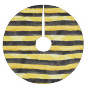 Honey Bee Black Gold Yellow Christmas Polyester Weihnachtsbaumdecke (Vorderseite)