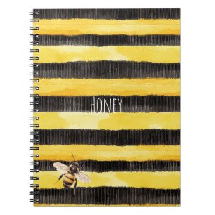 Honey Bee Black Gold Yellow Notizblock