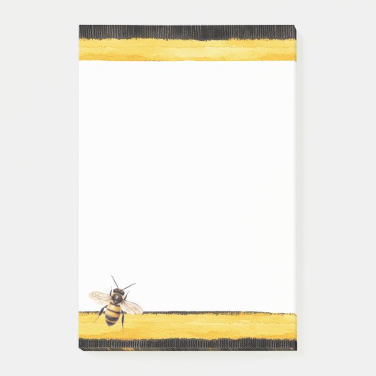 Honey Bee Black Gold Yellow Post-it Klebezettel (Vorderseite)