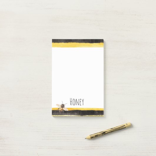 Honey Bee Black Gold Yellow Post-it Klebezettel (Auf Schreibtisch)
