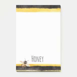 Honey Bee Black Gold Yellow Post-it Klebezettel