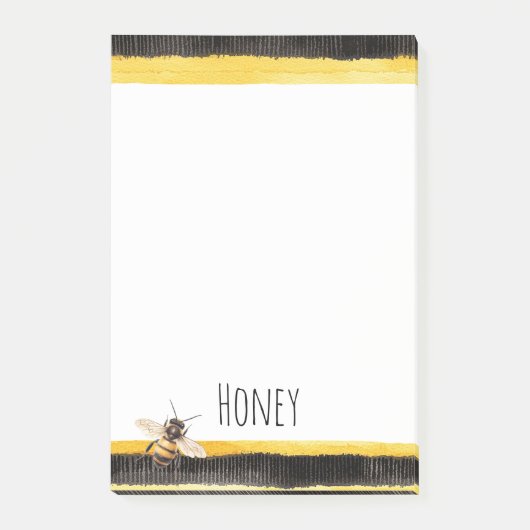 Honey Bee Black Gold Yellow Post-it Klebezettel (Vorderseite)