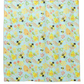 Honey Bee Blue Duschvorhang (Vorderseite)