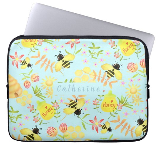 Honey Bee Blue Electronics Bag Laptopschutzhülle (Vorderseite)