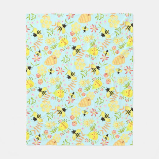 Honey Bee Blue Fleecedecke (Vorderseite)
