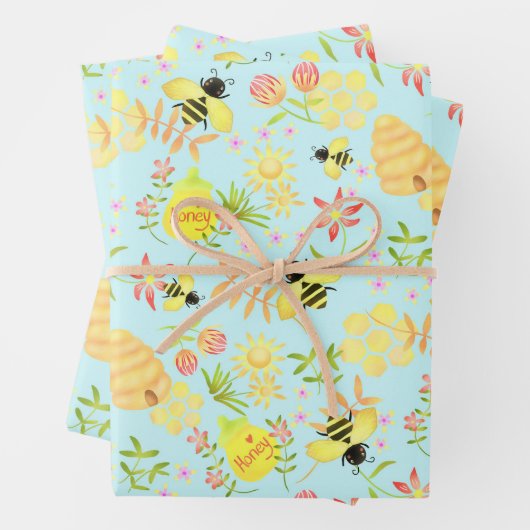Honey Bee Blue Geschenkpapier Set (Beispiel)