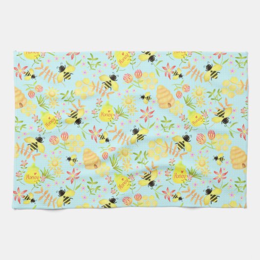Honey Bee Blue Geschirrtuch (Horizontal)