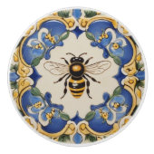 Honey Bee Blue und Gelb Dekorative Verziert Keramikknauf (Vorderseite)