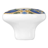 Honey Bee Blue und Gelb Dekorative Verziert Keramikknauf (Seitenansicht)