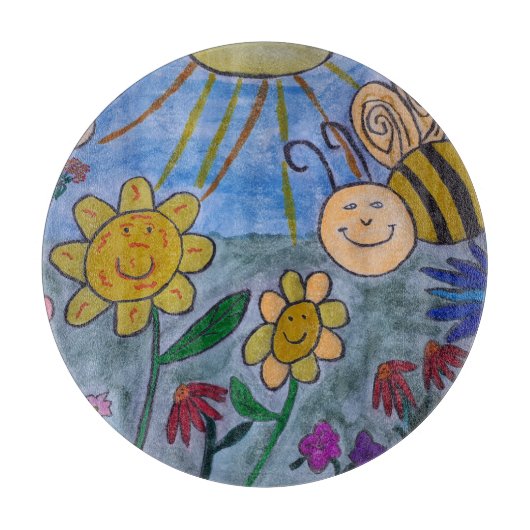 Honey Bee & Blume Chopping Board Schneidebrett (Vorderseite)