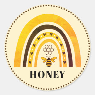 Honey Bee Boho Rainbow Honey Runder Aufkleber