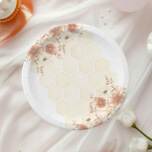 Honey Bee Boho Wildblume erster Geburtstag Pappteller