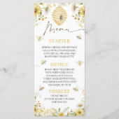 Honey Bee Botanical Floral Shower Menu Menükarte (Vorderseite)