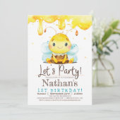 Honey Bee Boy Geburtstagsparty Einladung (Stehend Vorderseite)
