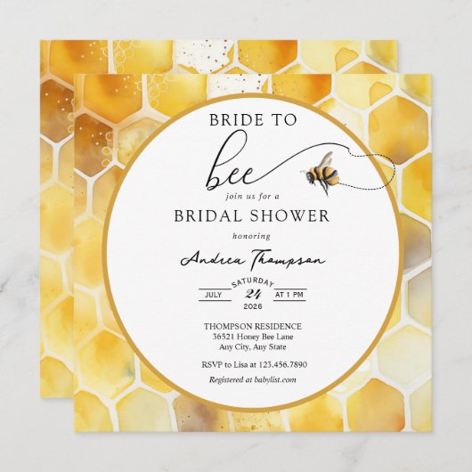Honey Bee | BRAUTPARTY Einladung (Vorne/Hinten)