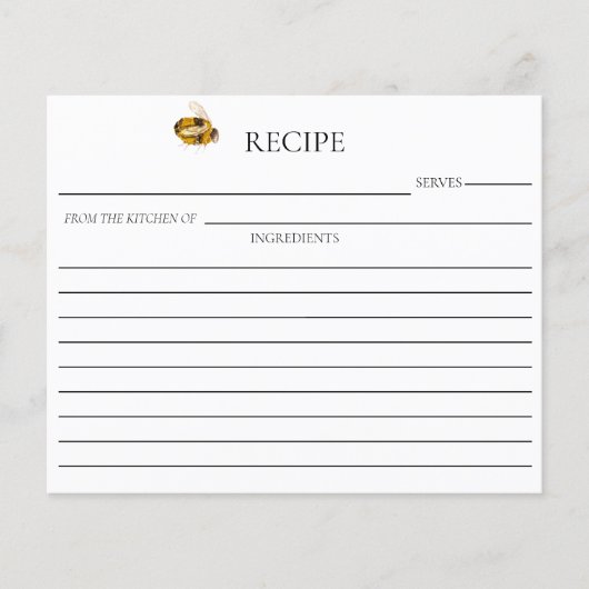 Honey Bee Bridal Shower Double Sided Recipe Card (Vorderseite)