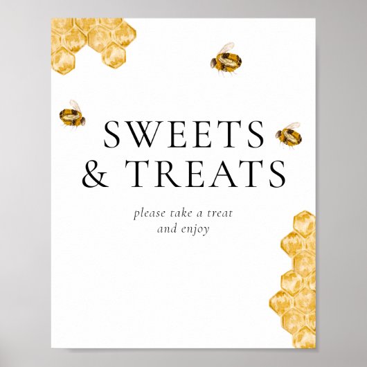 Honey Bee Bridal Shower Sweets & Treats Table Sign Poster (Vorne)