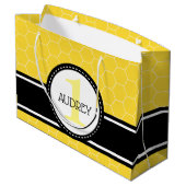 Honey Bee Bumblebee First Birthday Baby Shower Große Geschenktüte (Rückseite Schrägansicht)