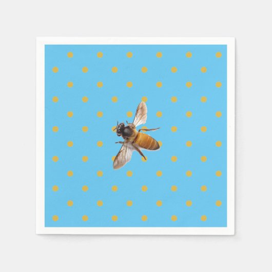 Honey Bee bumblebee retro gold polka-dot Serviette (Vorderseite)