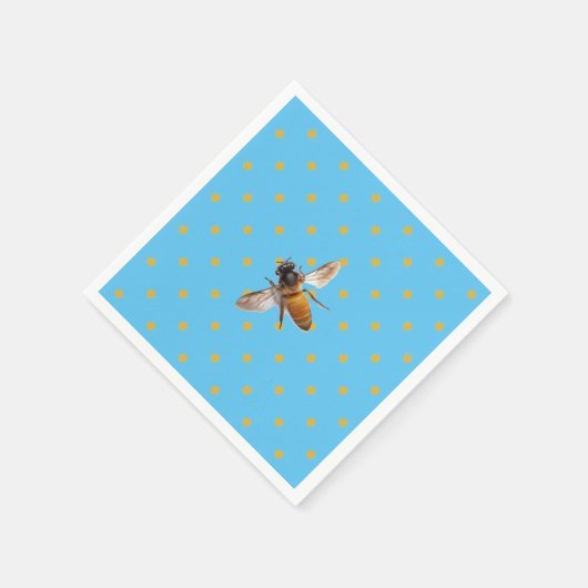 Honey Bee bumblebee retro gold polka-dot Serviette (Ecke)